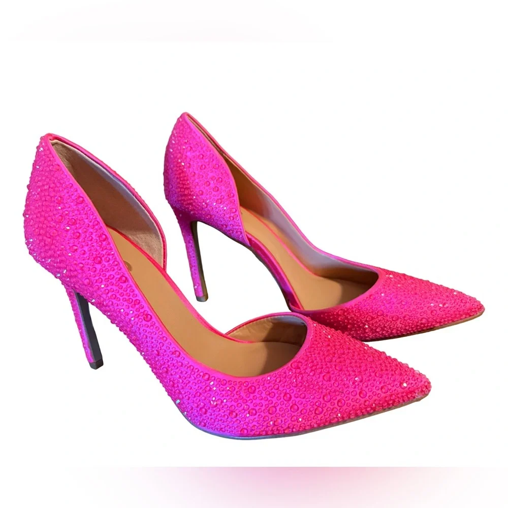 INC International Concepts NWT Stunning Vibrant Pink Embellished Heels (SH059) - Picture 4 of 10
